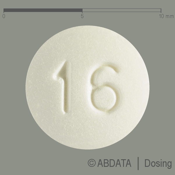 Produktabbildungen für CARAMLO 16 mg/5 mg Tabletten in der Vorder-, Hinter- und Seitenansicht.