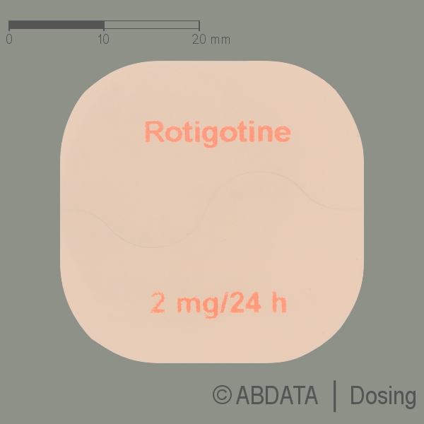 Produktabbildungen für ROTIGOTIN neuraxpharm 2 mg/24 h transderm.Pflaster in der Vorder-, Hinter- und Seitenansicht.