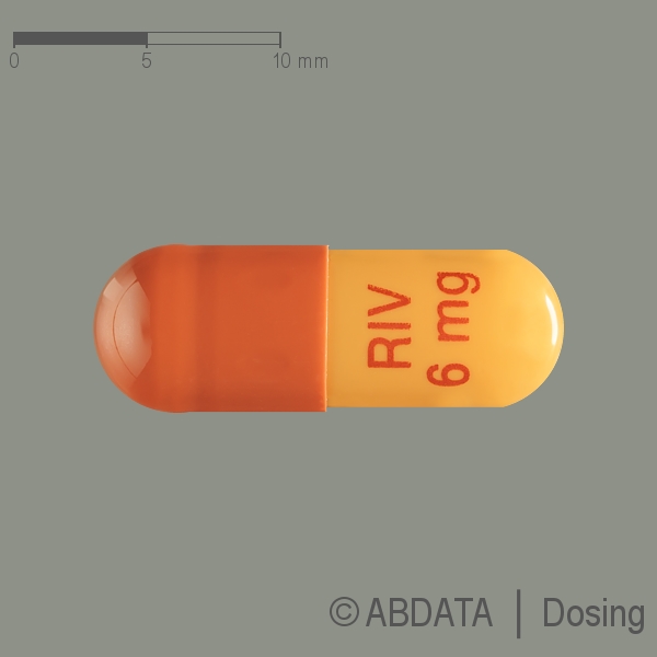 Produktabbildungen für RIVASTIGMIN-1A Pharma 6 mg Hartkapseln in der Vorder-, Hinter- und Seitenansicht.