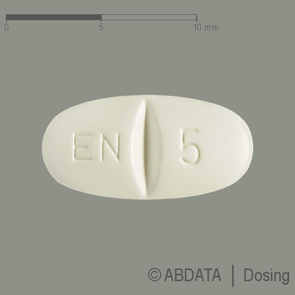 Produktabbildungen für ENALAPRIL 5-1A Pharma Tabletten in der Vorder-, Hinter- und Seitenansicht.