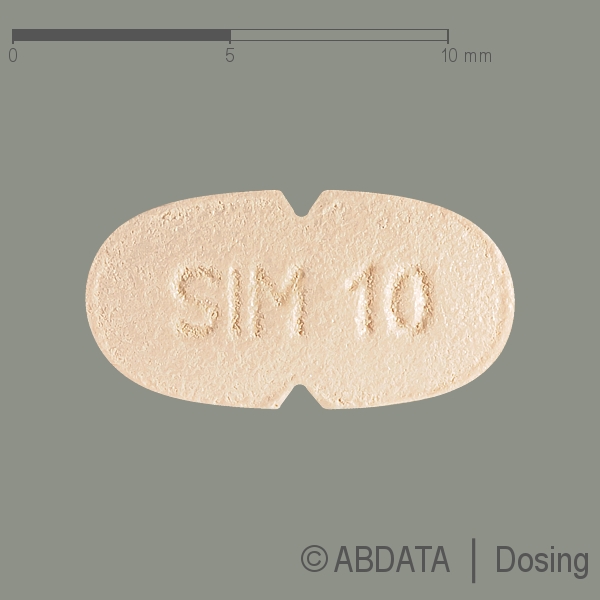 Produktabbildungen für SIMVASTATIN-1A Pharma 10 mg Filmtabletten in der Vorder-, Hinter- und Seitenansicht.
