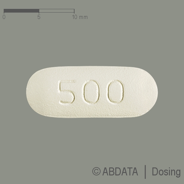 Produktabbildungen für VALACICLOVIR-1A Pharma 500 mg Filmtabletten in der Vorder-, Hinter- und Seitenansicht.