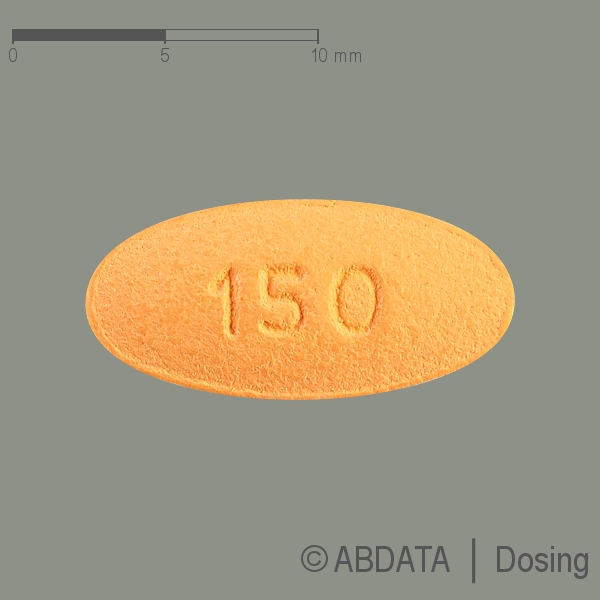 Verpackungsbild (Packshot) von LACOSAMID-ratiopharm 150 mg Filmtabletten