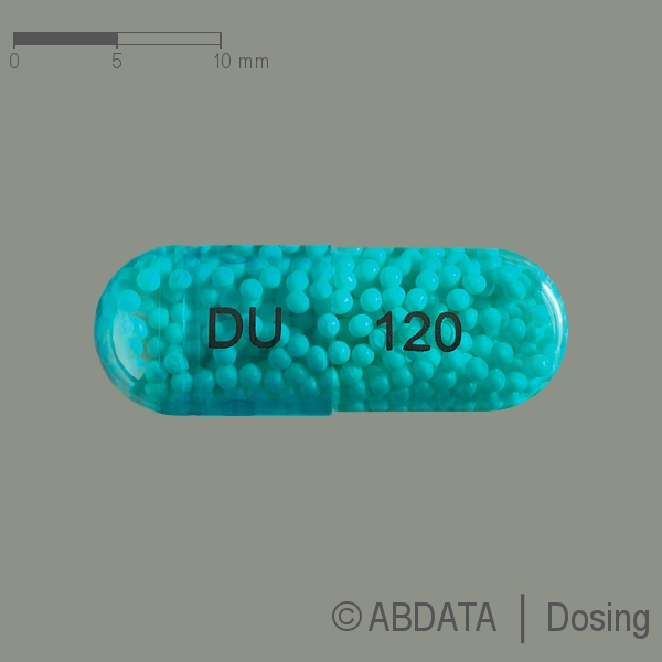 Verpackungsbild (Packshot) von DULOXETIN Glenmark 120 mg magensaftres.Hartkapseln