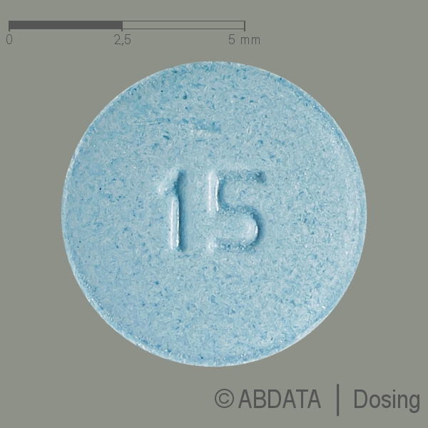 Produktabbildungen für TOLVAPTAN Ascend 15 mg Tabletten in der Vorder-, Hinter- und Seitenansicht.