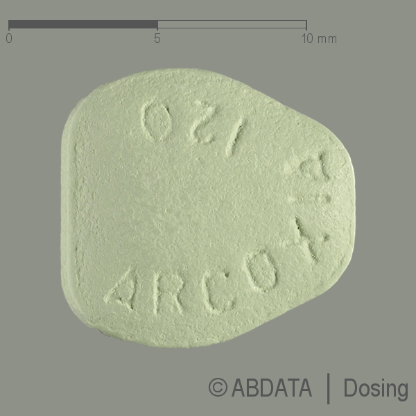 Verpackungsbild (Packshot) von ARCOXIA 120 mg Filmtabletten