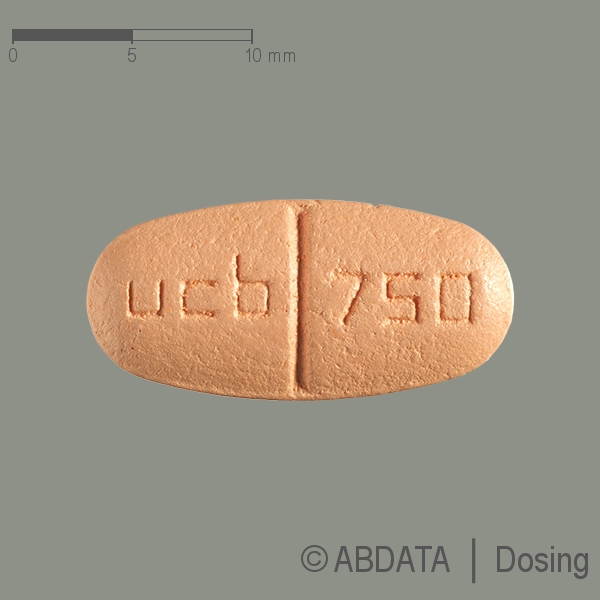 Verpackungsbild (Packshot) von LEVETIRACETAM UCB 750 mg Filmtabletten