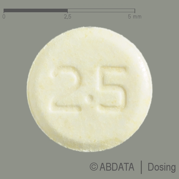 Verpackungsbild (Packshot) von OLANZAPIN Heumann 2,5 mg Schmelztabletten