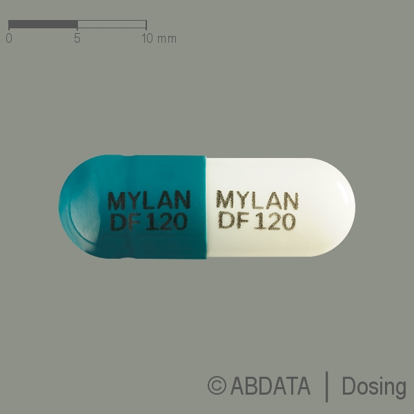 Verpackungsbild (Packshot) von DIMETHYLFUMARAT Mylan 120 mg magensaftr.Hartkaps.