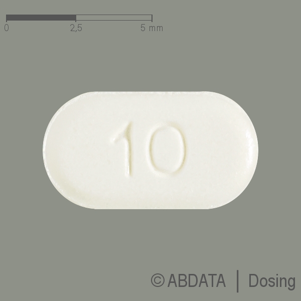Produktabbildungen für EZETIMIB-1A Pharma 10 mg Tabletten in der Vorder-, Hinter- und Seitenansicht.