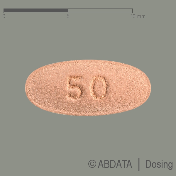 Verpackungsbild (Packshot) von LACOSAMID AbZ 50 mg Filmtabletten