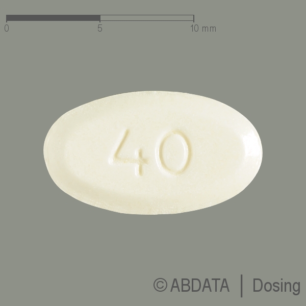 Produktabbildungen für TELMISARTAN-1A Pharma 40 mg Tabletten in der Vorder-, Hinter- und Seitenansicht.